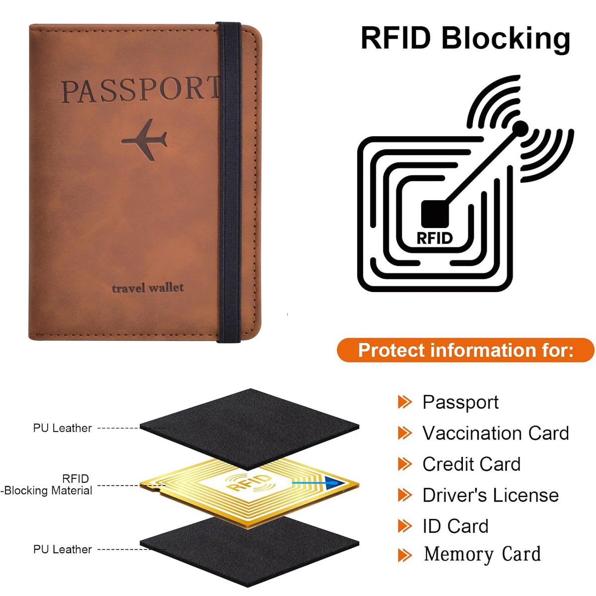 Portapasaportes de viaje con tarjetero