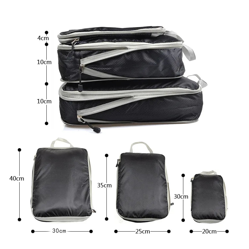 Cubo Organizador de Viaje Plegable y Compresible – Bolsa Impermeable para Maleta Talla S