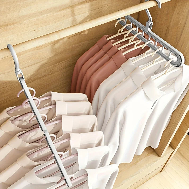 Perchas Plegables de 9 Agujeros Pack de 3 – Organizador de Ropa Ahorra Espacio para Armario y Viaje