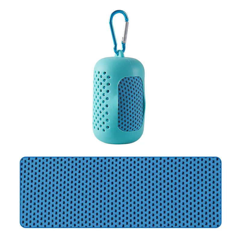 Toalla Refrescante Deportiva Portátil con Estuche de Silicona – Secado Rápido para Gimnasio, Yoga, Playa y Running