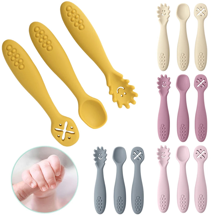 Set de 3 Cucharas de Aprendizaje para Bebé – Suaves para la Alimentación y el Destete