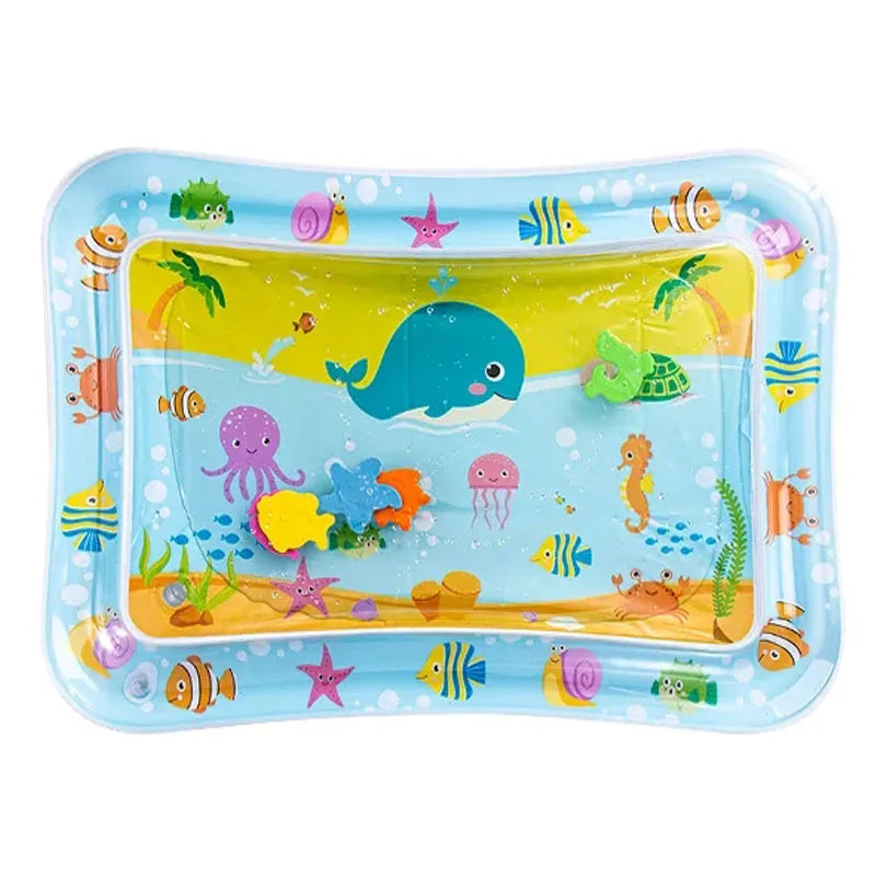 Colchoneta de Agua Inflable para Bebé – Tapete de Juego con Peces de Colores para Tiempo Boca Abajo