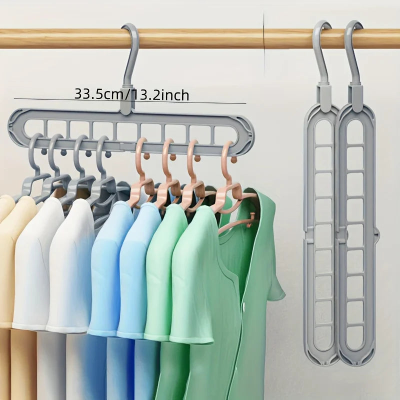 Perchas Plegables de 9 Agujeros Pack de 3 – Organizador de Ropa Ahorra Espacio para Armario y Viaje
