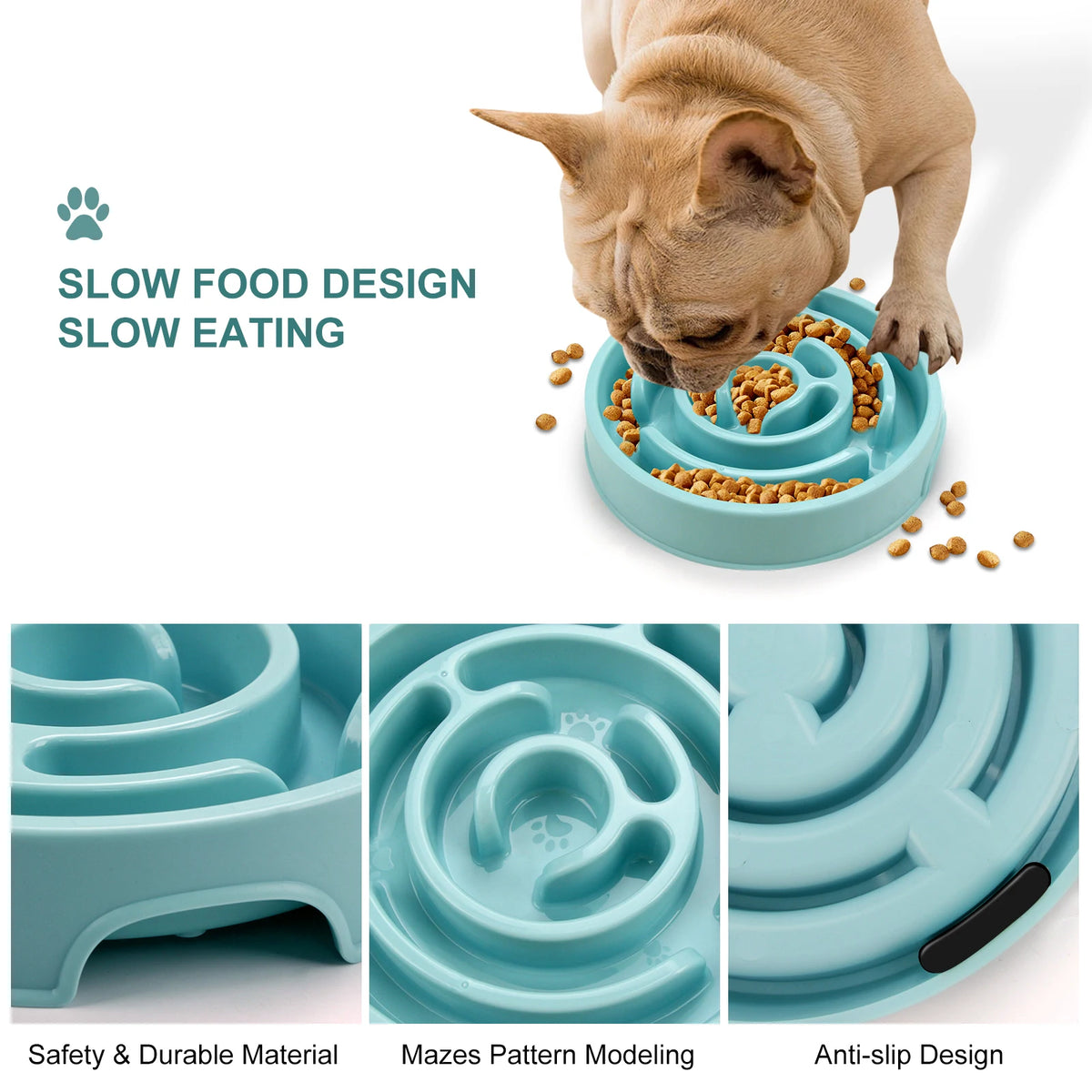 Comedero Lento Interactivo para Perros – Plato Antideslizante de Alimentación Lenta para Perros de Todos los Tamaños