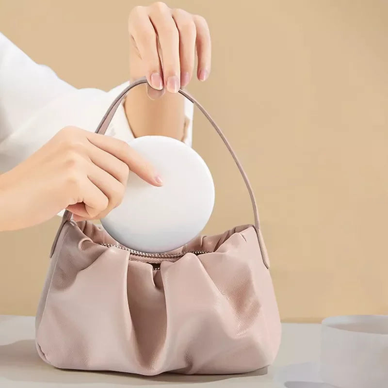 Espejo Compacto LED para Maquillaje – Plegable de Bolsillo con Luz, Doble Cara