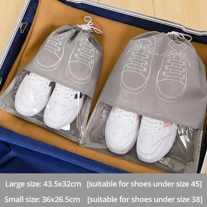 Bolsas para Zapatos de Viaje Impermeables – Set de 5 Bolsas Organizadoras con Cordón para Maleta