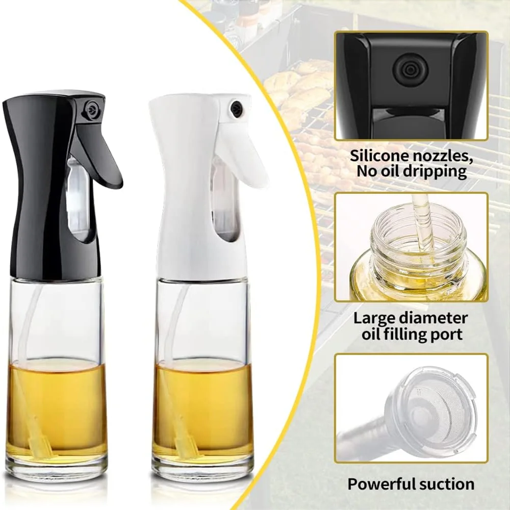 Pulverizador de aceite para cocina, botella spray reutilizable de 200/300/500 ml