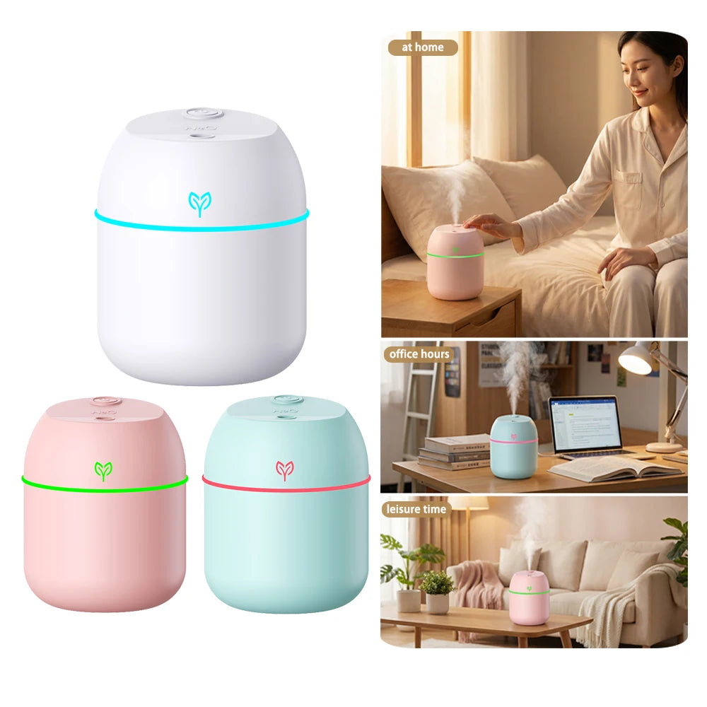 Humidificador de Aire USB 220 ml con Luz LED Nocturna – Difusor de Aroma Silencioso para Hogar y Oficina
