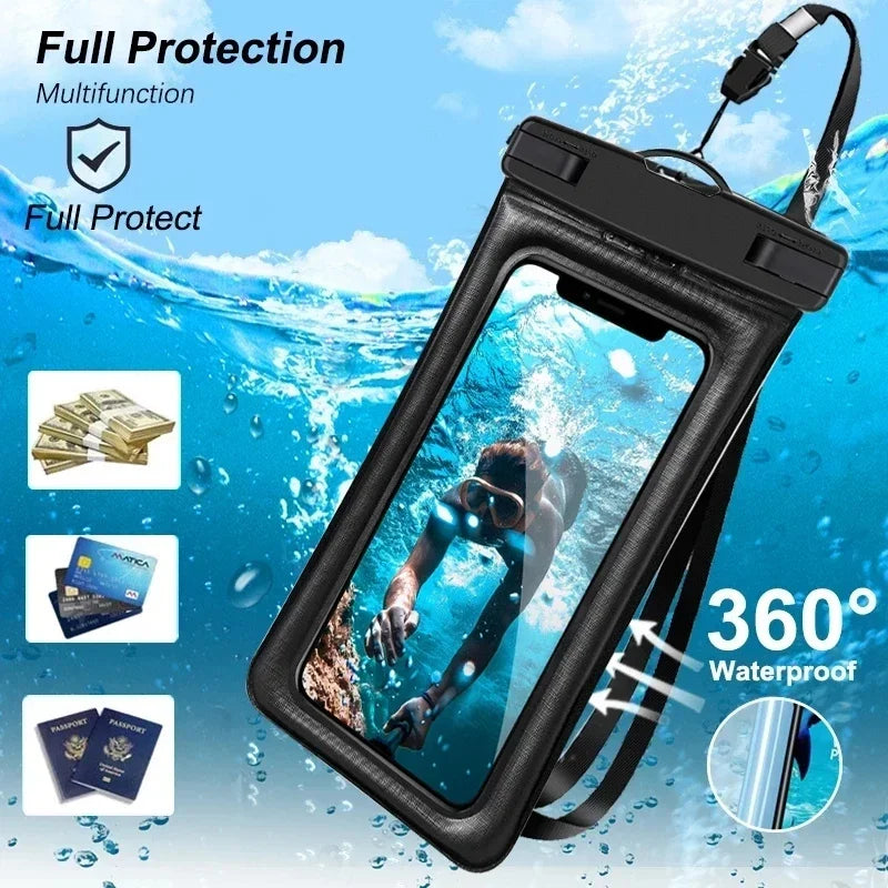 Funda Impermeable para Celular con Cordón – Bolsa Seca Transparente Táctil para Playa, Piscina y Natación