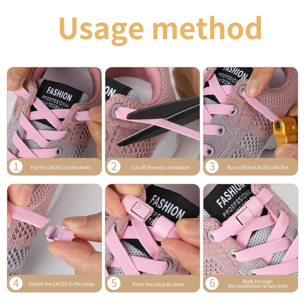 Cordones Elásticos Sin Atar con Cierre a Presión – Cierre Rápido Sin Nudos para Zapatillas