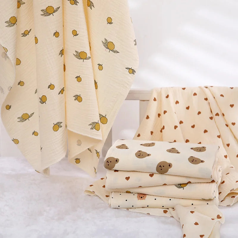 Manta de Muselina de Algodón para Bebé – Estampado de Ositos, Suave y Transpirable para Recién Nacidos