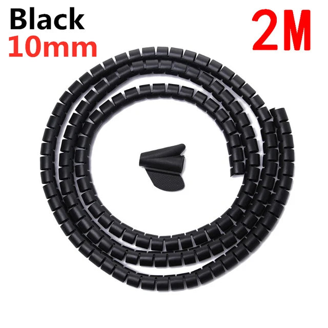 Protector de Cables en Espiral Flexible de 1 y 2 Metros – Tubo Organizador y Funda Protectora para Cables