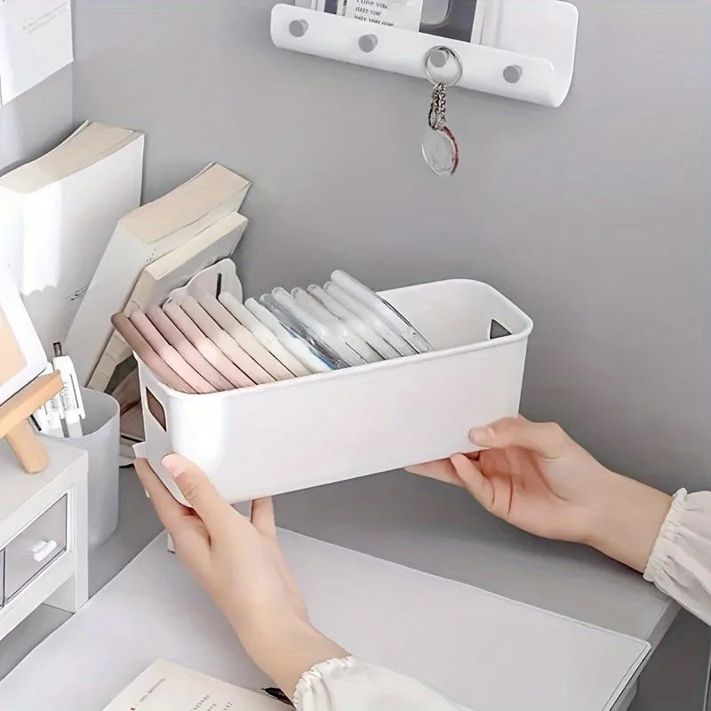 Cajas Organizadoras Multifuncionales Blancas Set de 5 – Almacenamiento Plástico de Gran Capacidad para Escritorio, Cajones y Ropa Interior