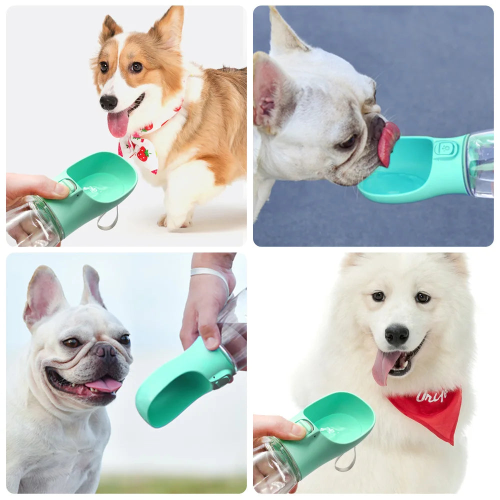 Bebedero Portátil para Perros y Gatos – Botella de Agua Antiderrames para Paseos y Viajes, 300/350 ml