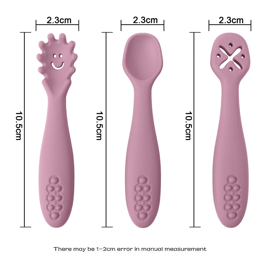 Set de 3 Cucharas de Aprendizaje para Bebé – Suaves para la Alimentación y el Destete