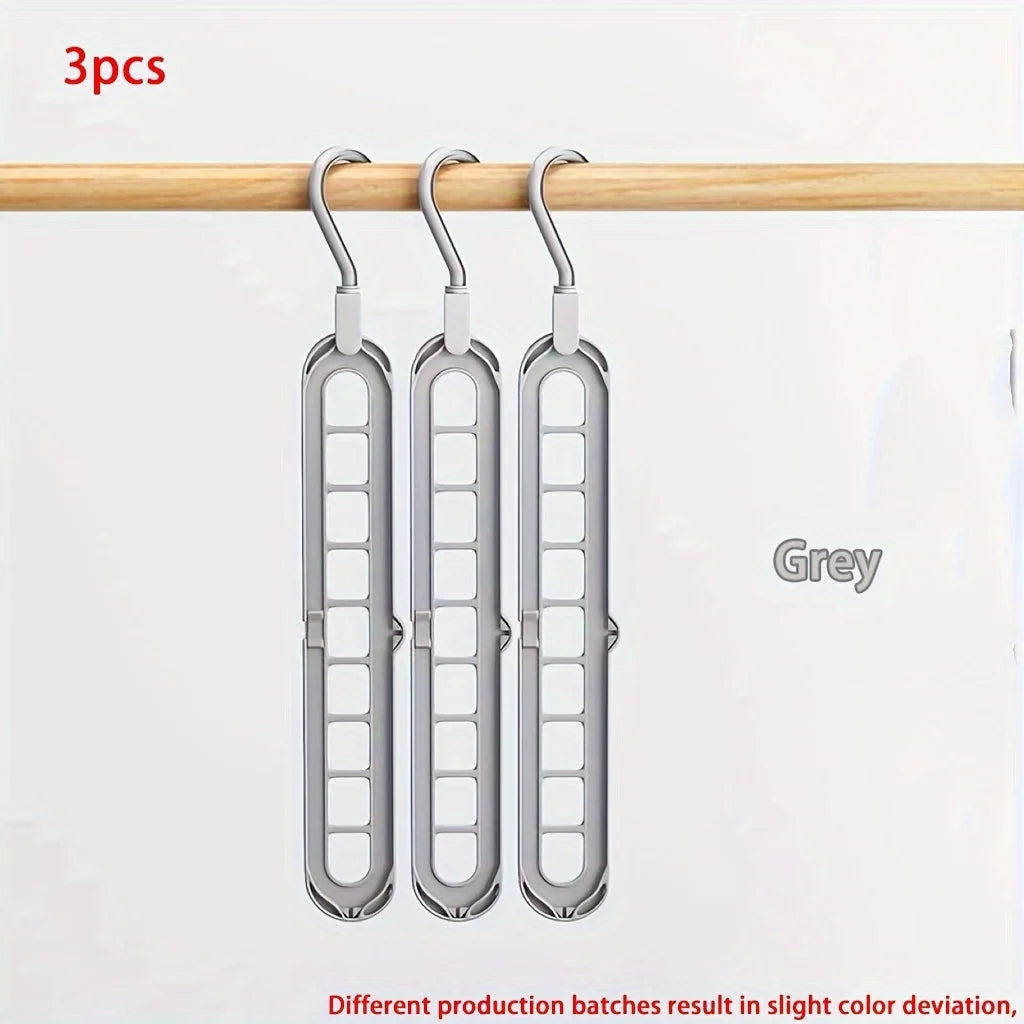 Perchas Plegables de 9 Agujeros Pack de 3 – Organizador de Ropa Ahorra Espacio para Armario y Viaje
