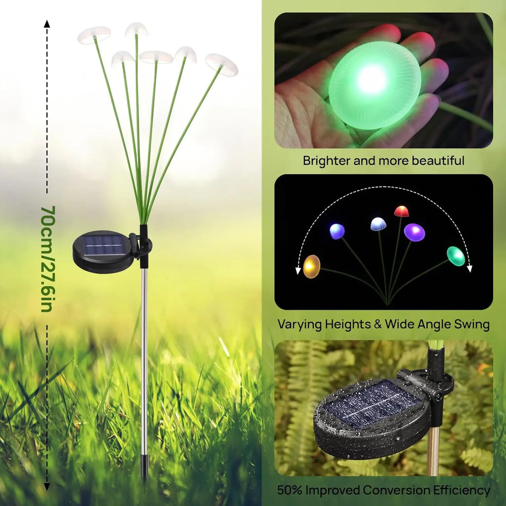 Luces Solares LED para Jardín con Forma de Seta – Lámparas Impermeables Decorativas para Patio y Senderos