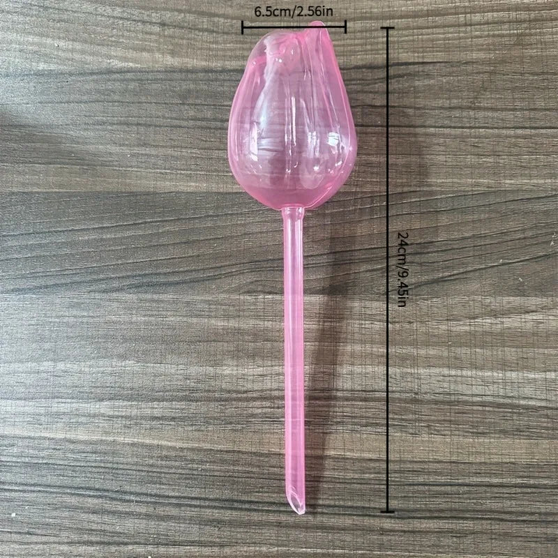 Globos de Riego Automático para Plantas Tulipán Rosa – Dispensadores de Agua por Goteo para Macetas