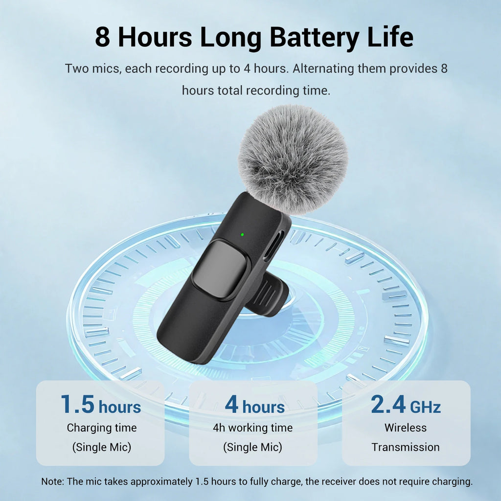 Micrófono Lavalier Inalámbrico con Puerto Tipo-C – Micrófono de Solapa para Smartphones, Tabletas y Computadoras