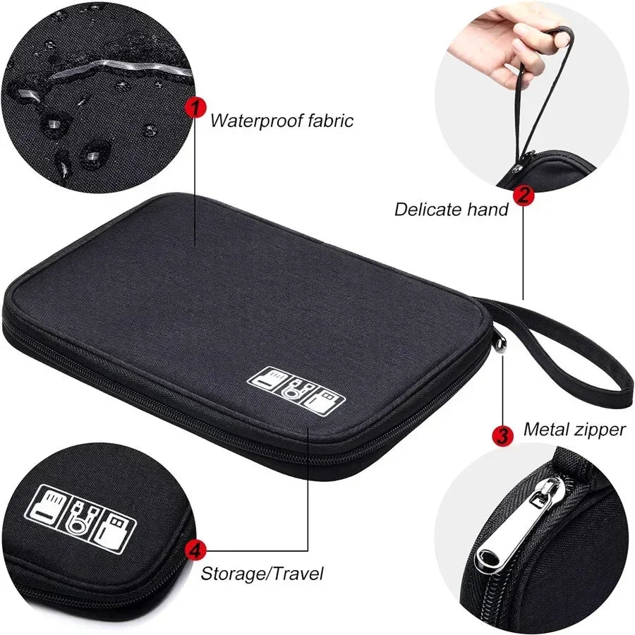 Organizador de Cables de Viaje – Estuche Portátil para Cargadores, USB y Accesorios Electrónicos