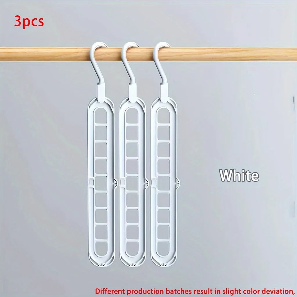 Perchas Plegables de 9 Agujeros Pack de 3 – Organizador de Ropa Ahorra Espacio para Armario y Viaje