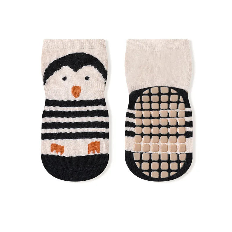 Calcetines antideslizantes para bebé de 0 a 12 meses, 5 pares con dibujos de animales