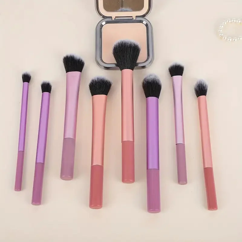 Set de 8 Brochas de Maquillaje – Cerdas Sintéticas Suaves