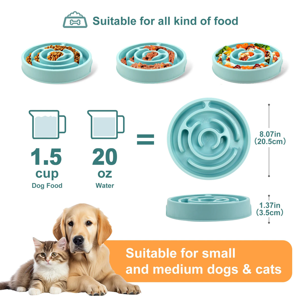 Comedero Lento Interactivo para Perros – Plato Antideslizante de Alimentación Lenta para Perros de Todos los Tamaños
