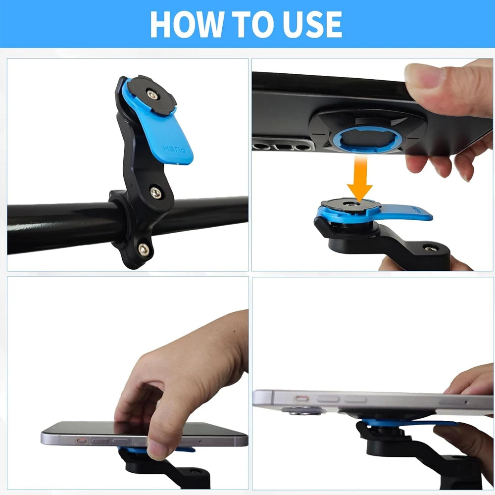 Soporte para Teléfono de Motocicleta y Bicicleta – Giratorio 360° Desmontable con Absorción de Impactos para Manillar