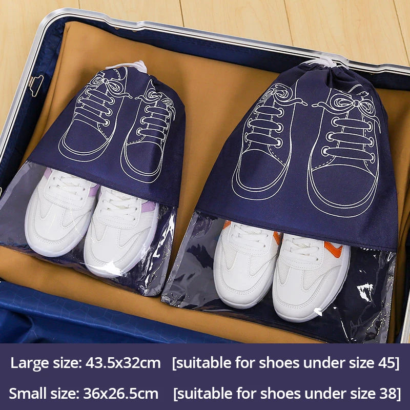 Bolsas para Zapatos de Viaje Impermeables – Set de 5 Bolsas Organizadoras con Cordón para Maleta