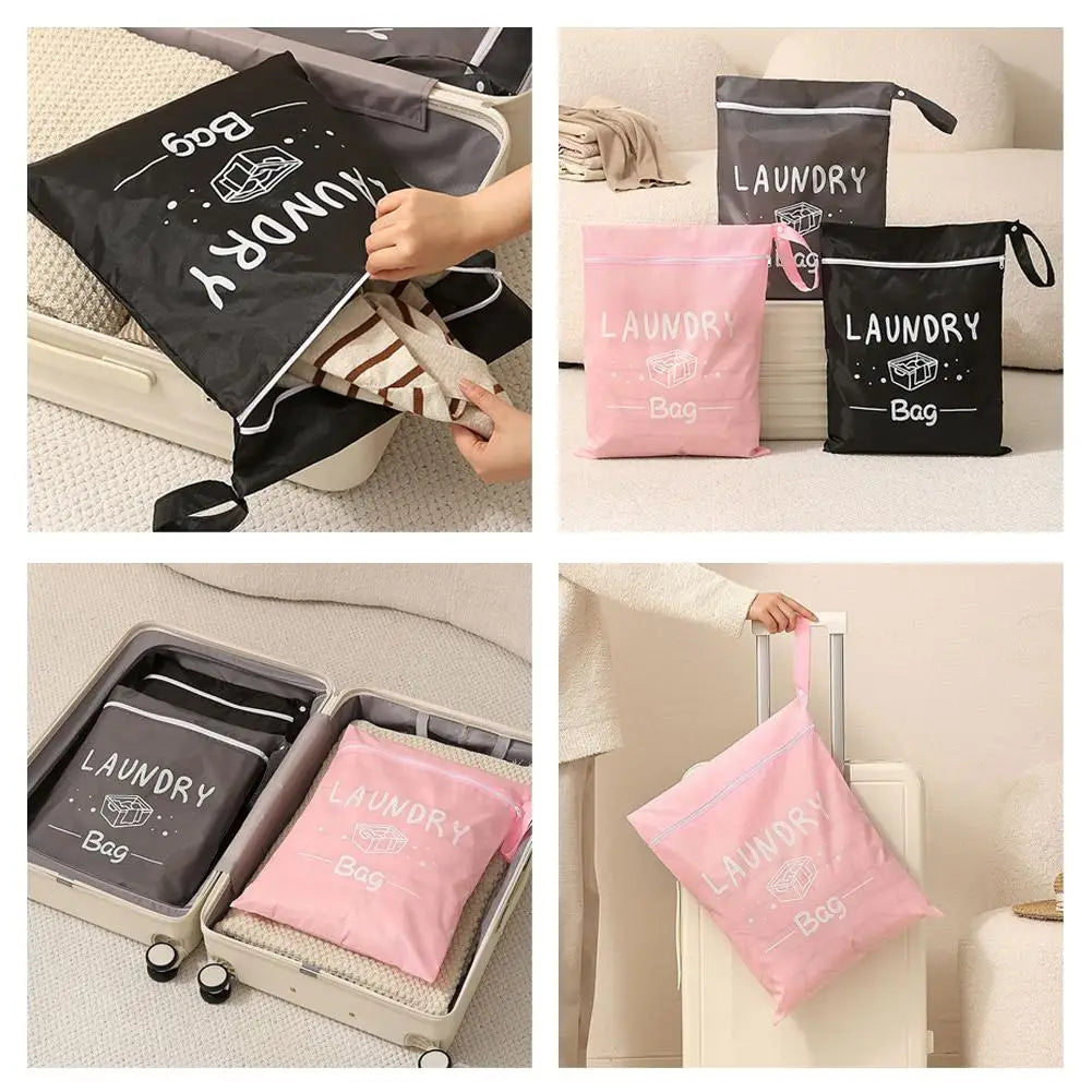 Bolsa de Lavandería de Viaje Impermeable – Organizador Húmedo y Seco con Cremallera y Correa para Colgar
