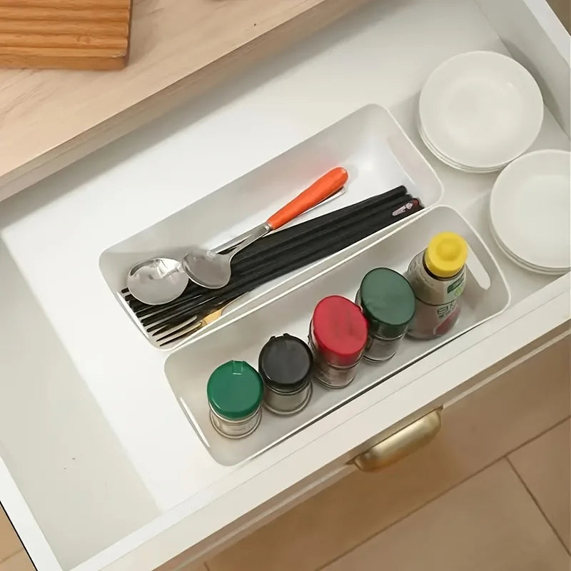 Cajas Organizadoras Multifuncionales Blancas Set de 5 – Almacenamiento Plástico de Gran Capacidad para Escritorio, Cajones y Ropa Interior