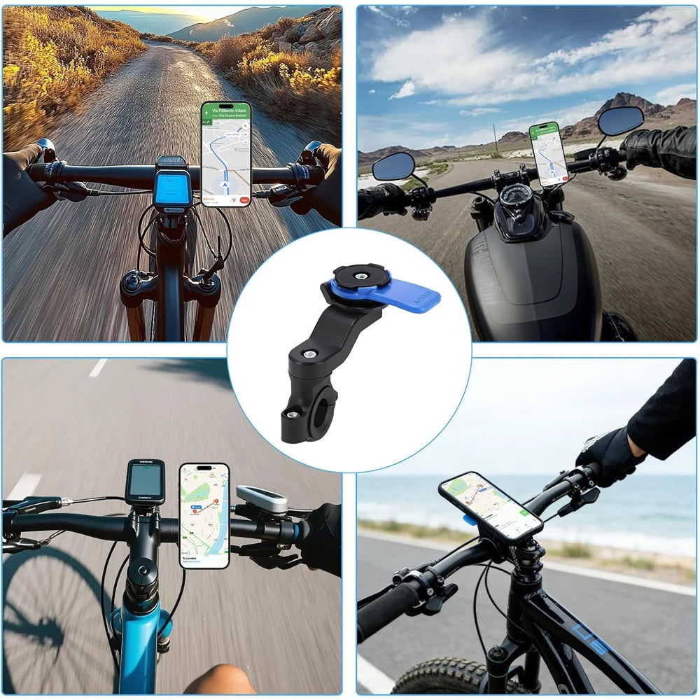 Soporte para Teléfono de Motocicleta y Bicicleta – Giratorio 360° Desmontable con Absorción de Impactos para Manillar