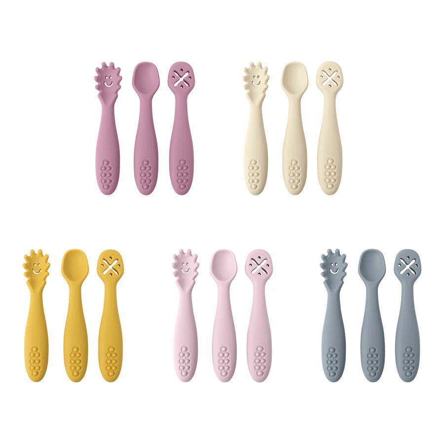 Set de 3 Cucharas de Aprendizaje para Bebé – Suaves para la Alimentación y el Destete