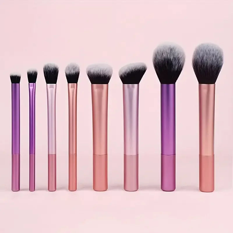 Set de 8 Brochas de Maquillaje – Cerdas Sintéticas Suaves