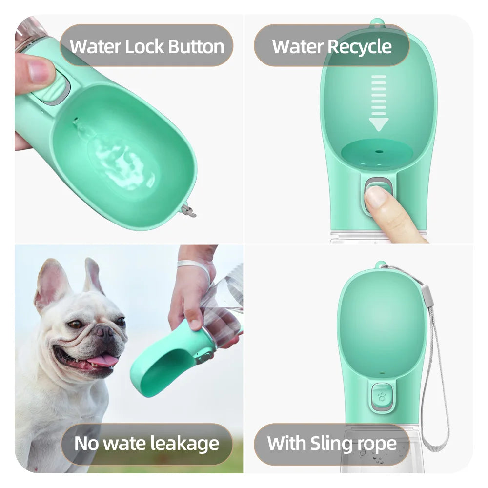 Bebedero Portátil para Perros y Gatos – Botella de Agua Antiderrames para Paseos y Viajes, 300/350 ml