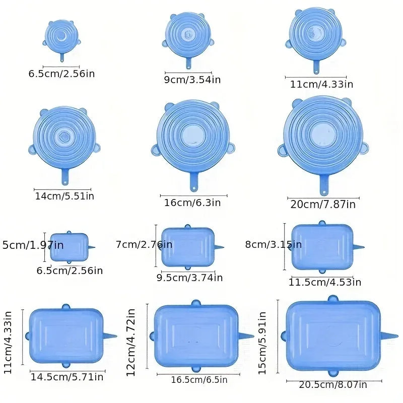 Tapas de Silicona Estirables Reutilizables Set de 6 – Cubiertas Herméticas para Bowls y Recipientes de Cocina