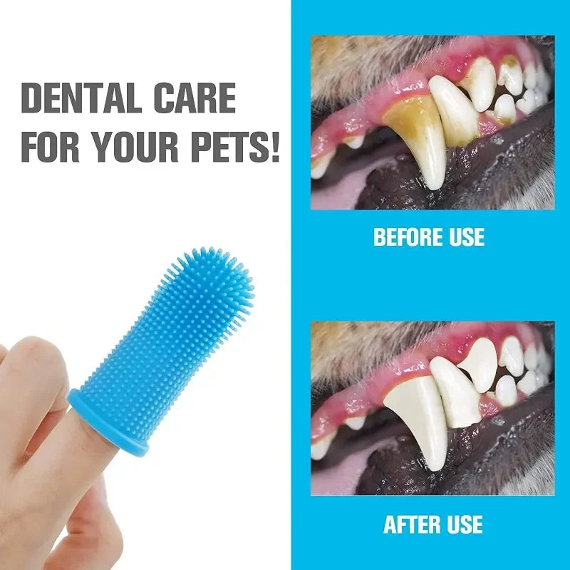 Cepillo de Dientes de Dedo para Mascotas – Cepillo de Silicona para Perros y Gatos
