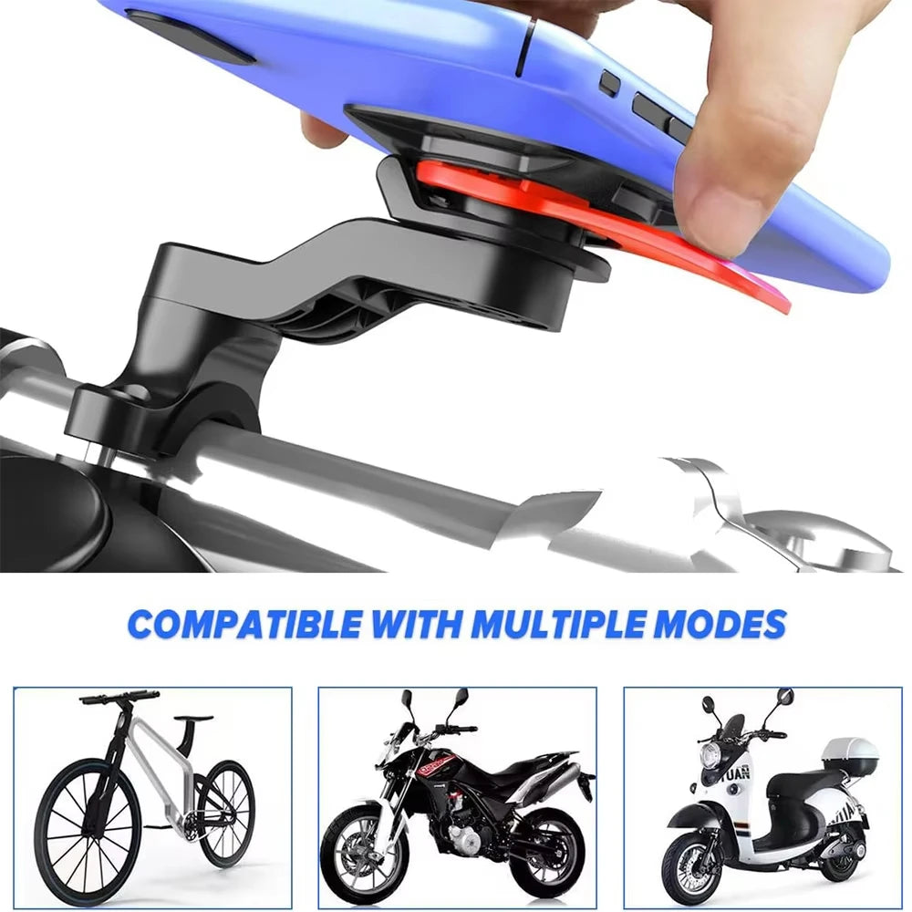 Soporte para Teléfono de Motocicleta y Bicicleta – Giratorio 360° Desmontable con Absorción de Impactos para Manillar