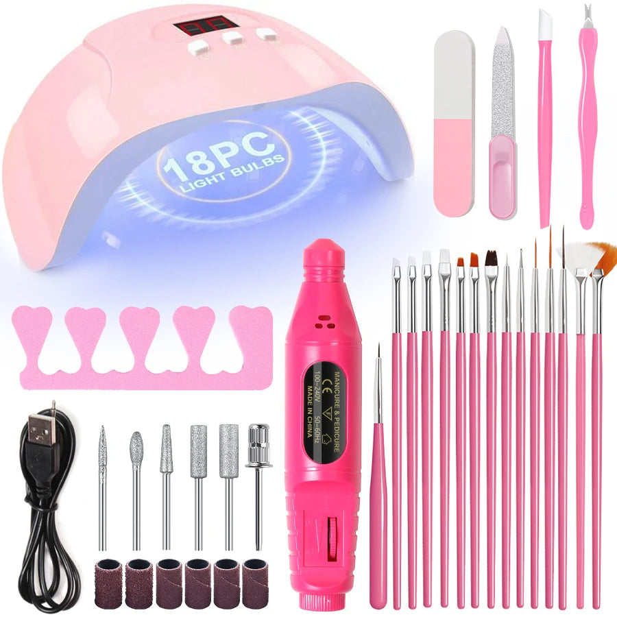 Set de Torno Eléctrico para Uñas – Kit Profesional de Manicura y Pedicura con Accesorios