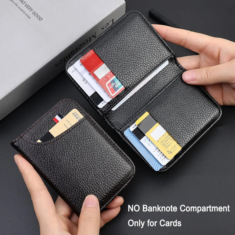 Tarjetero Ultrafino de Cuero PU para Hombre – Mini Billetera Delgada para Tarjetas y Documentos