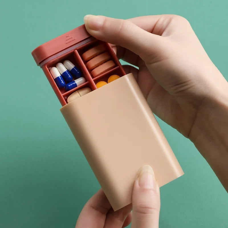 Pastillero Semanal de Viaje – Organizador Portátil de 7 Días con 6 Compartimentos para Vitaminas y Tabletas