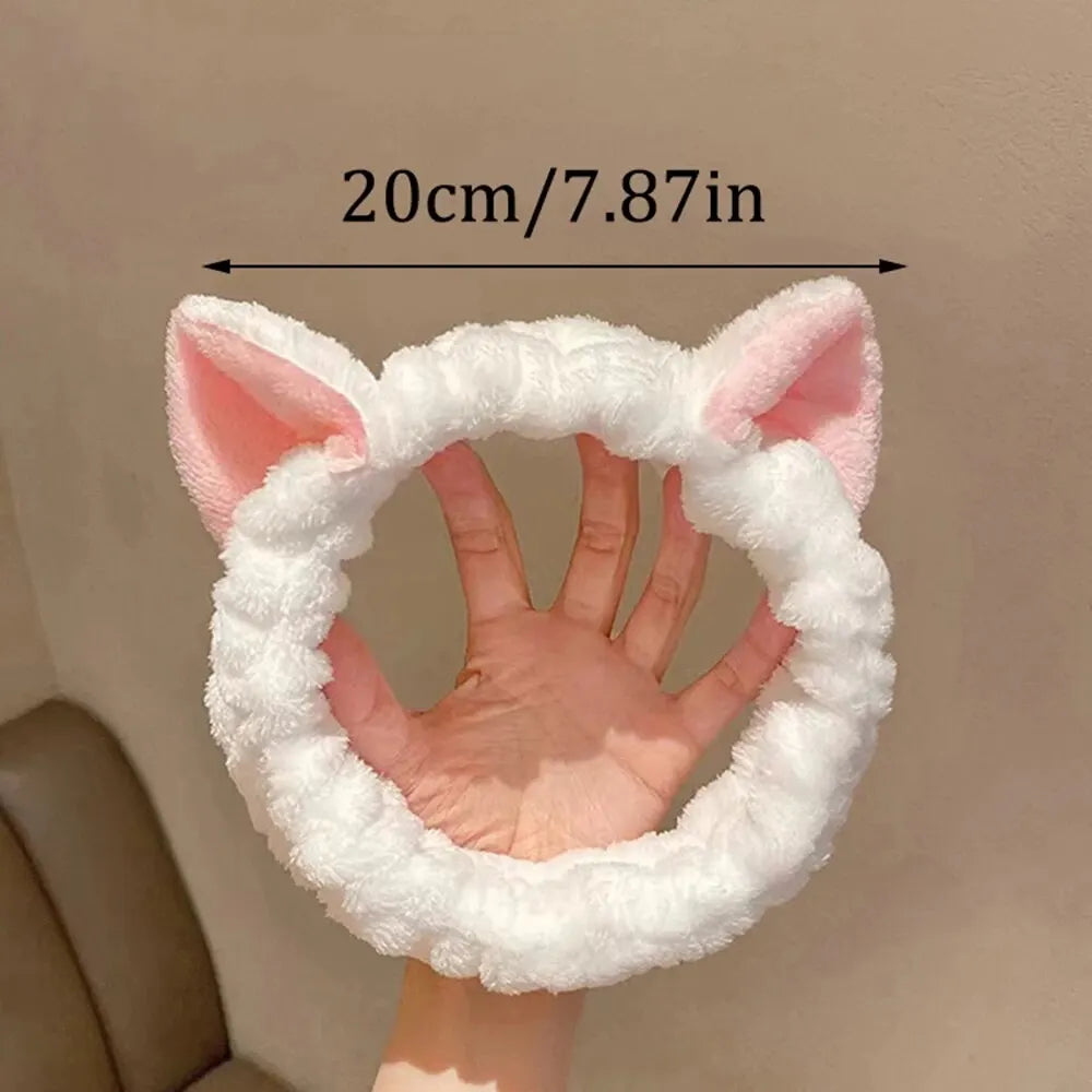 Diadema de Felpa Suave para Maquillaje y Cuidado Facial