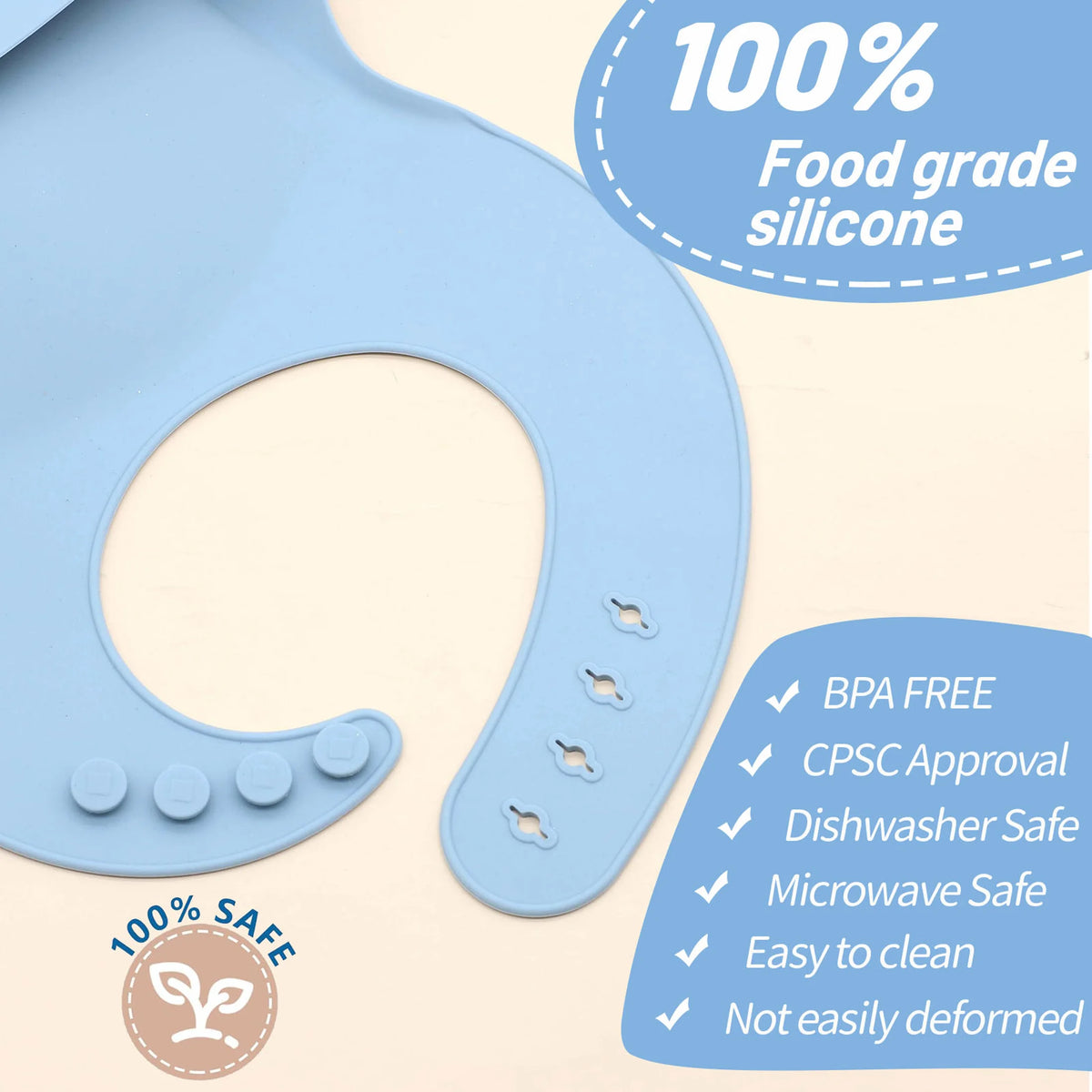Babero de silicona para bebé con bolsillo