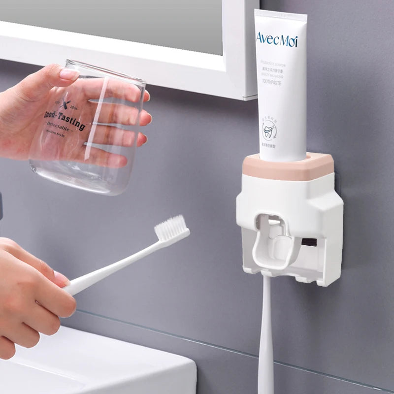 Dispensador Automático de Pasta Dental de Pared con Portacepillos – Sin Taladro para Baño Familiar