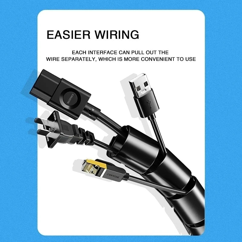 Protector de Cables en Espiral Flexible de 1 y 2 Metros – Tubo Organizador y Funda Protectora para Cables