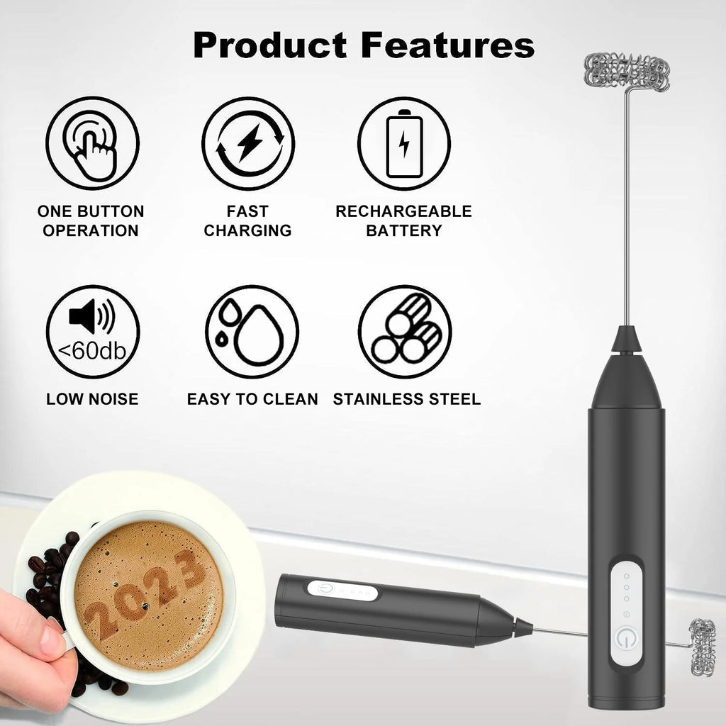 Espumador de Leche Eléctrico USB – Batidor de Café 3 Velocidades Recargable