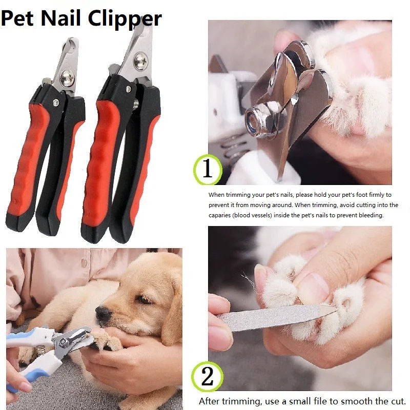 Cortaúñas para Perros y Gatos con Lima – Tijera de Acero Inoxidable con Tope de Seguridad