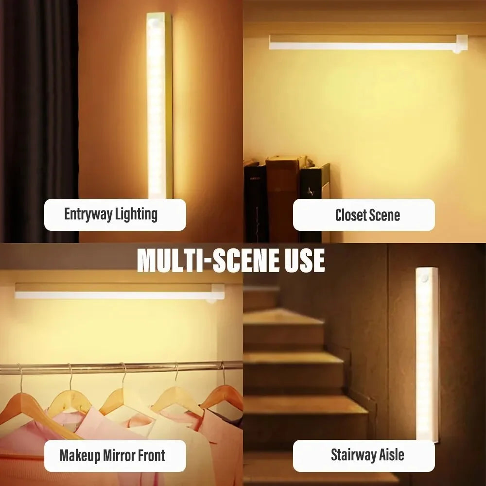 Luz LED con Sensor de Movimiento Recargable por USB – Lámpara Inalámbrica para Armario, Cocina y Escaleras