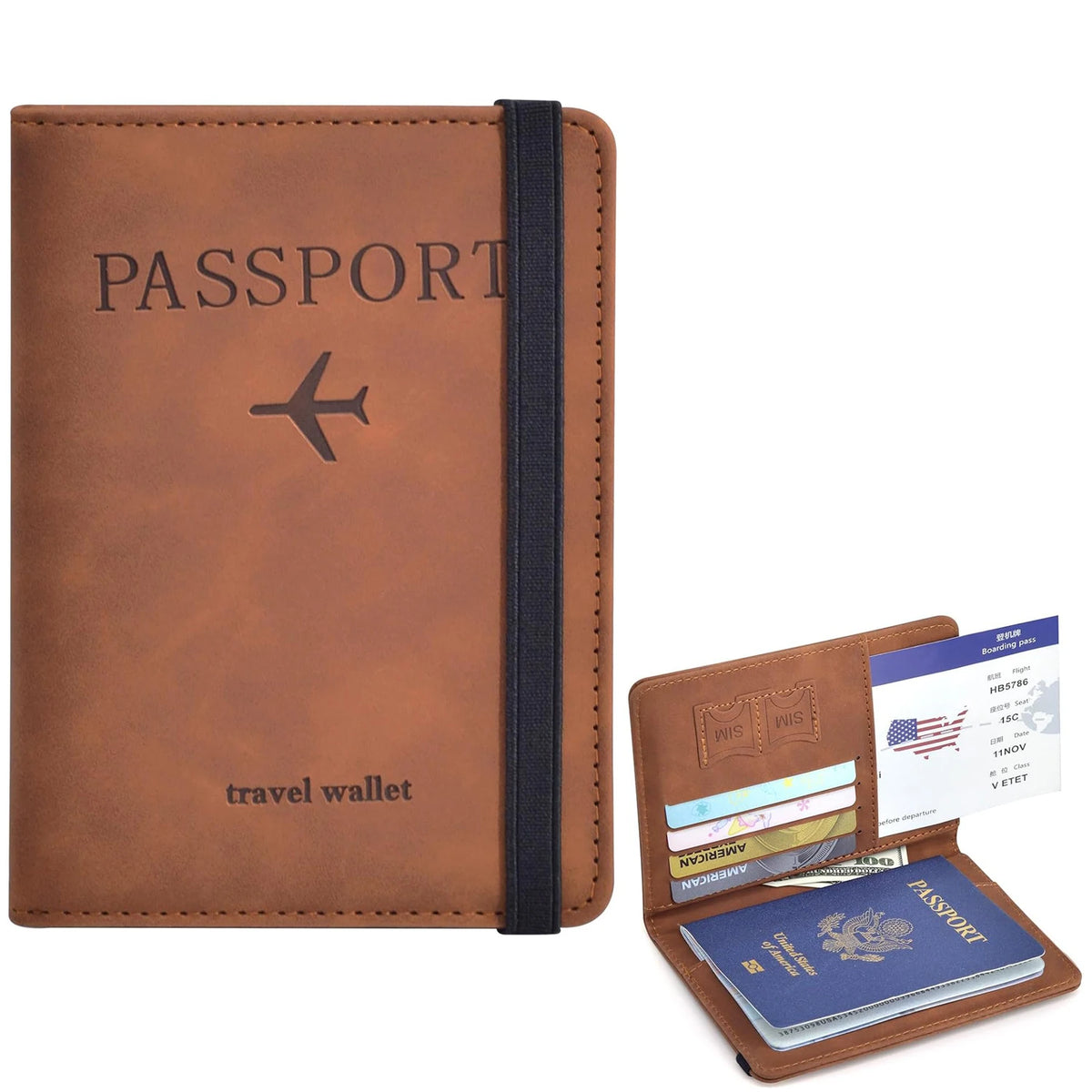 Portapasaportes de viaje con tarjetero